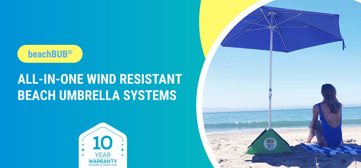 All-In-One Wind Resistant Beach Umbrella Systems