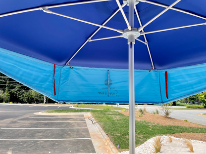 underneath the beachBUB beach umbrella with sunvisor addon