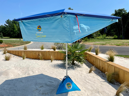 blue sun shade addon to beach umbrella